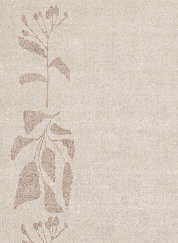 Solange Beige and Brown Botanical Border Washable Rug