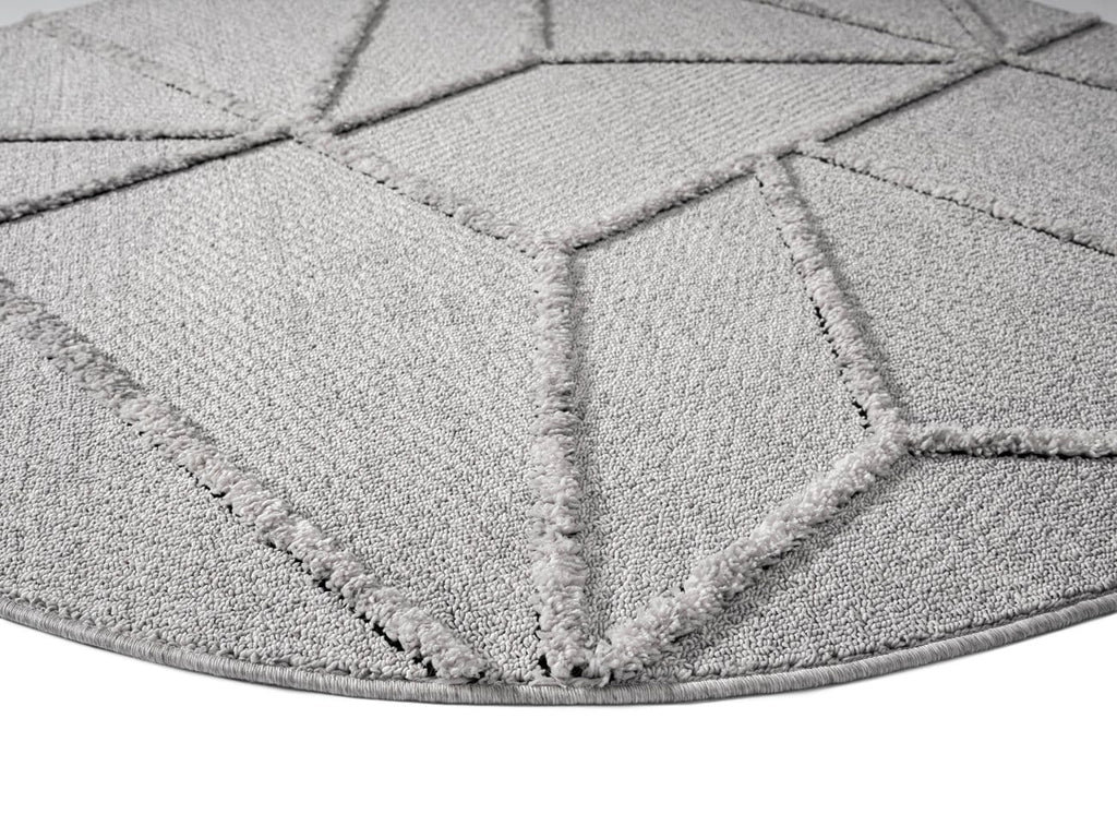 Soraya Grey Abstract Textured Round Rug