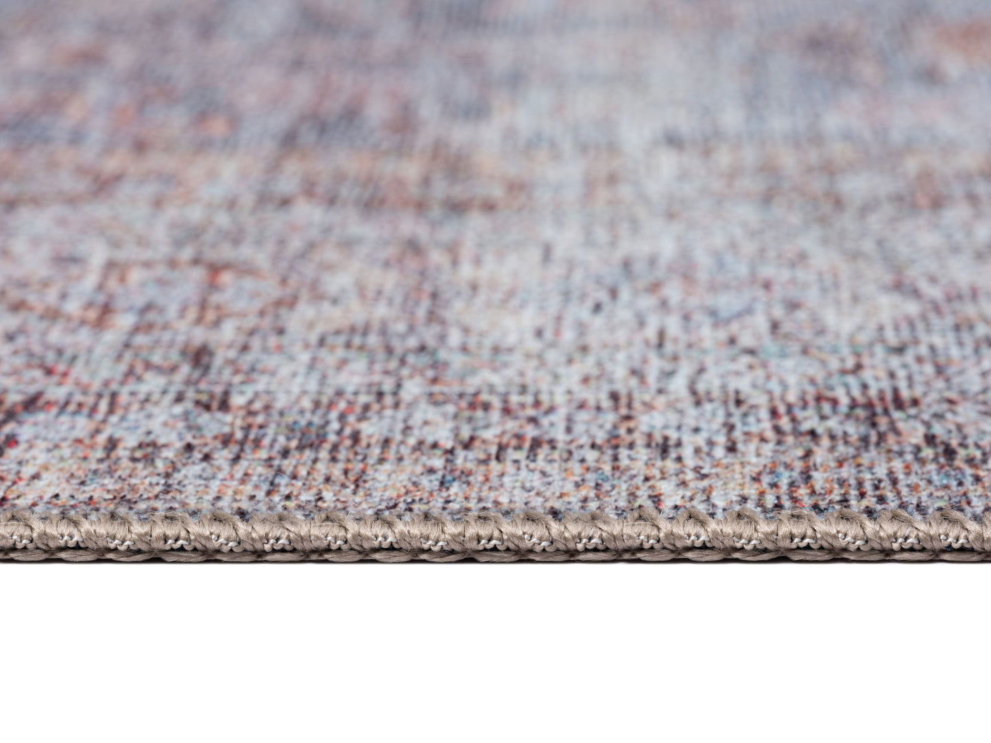 Sorra Blue and Brown Traditional Distressed Washable Runner Rug