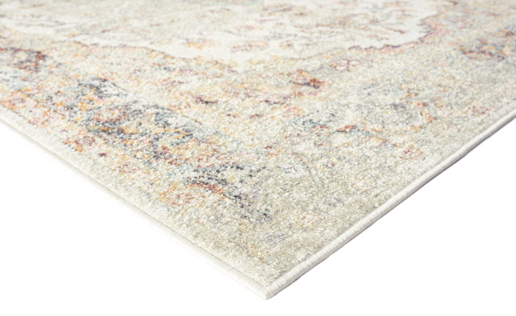 Summer Orange and Blue Multi-Colour Distressed Rug