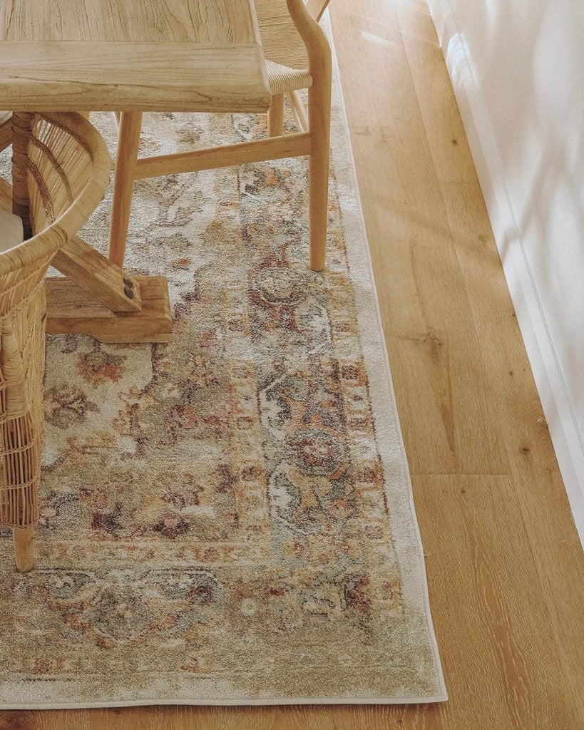 Summer Orange and Blue Multi-Colour Distressed Rug