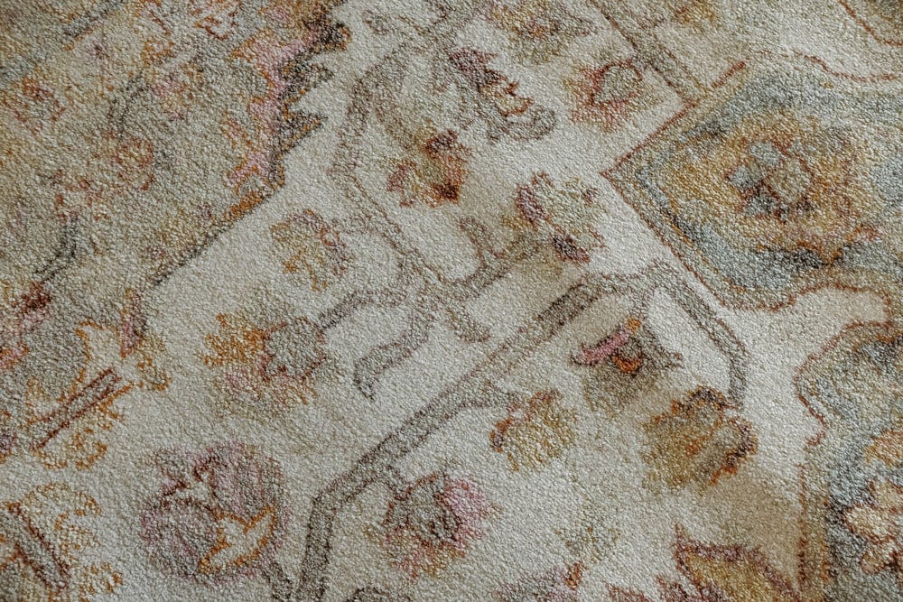 Summer Orange and Blue Multi-Colour Distressed Rug