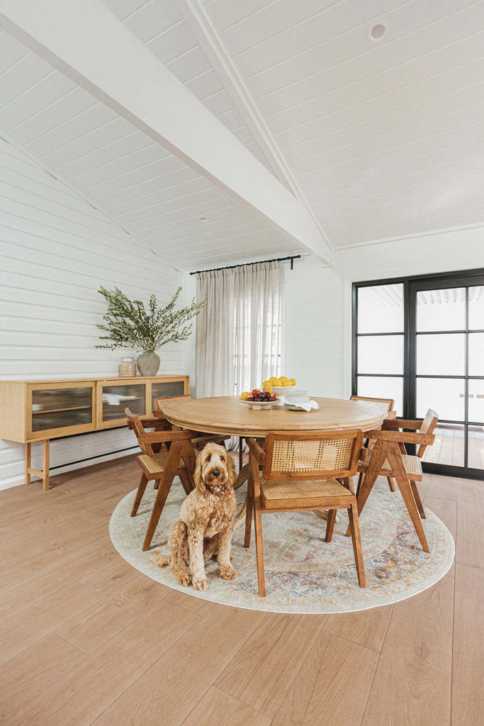 Summer Orange and Blue Multi-Colour Distressed Round Rug