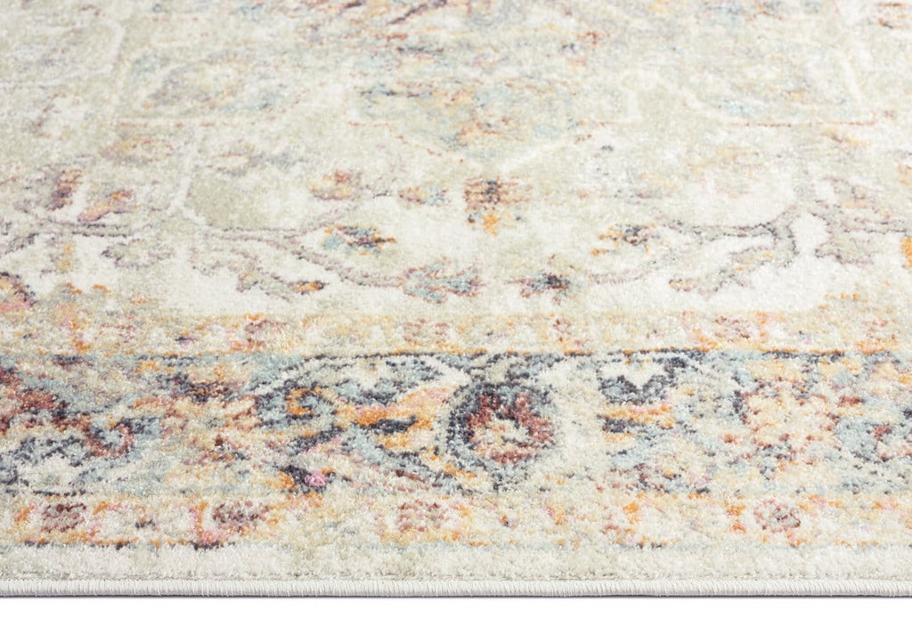 Summer Orange and Blue Multi-Colour Distressed Rug