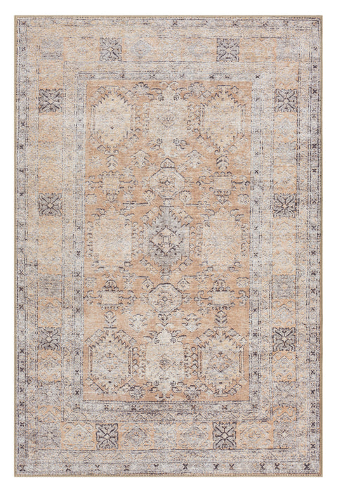 Sydelle Brown and Grey Traditional Distressed Washable Rug