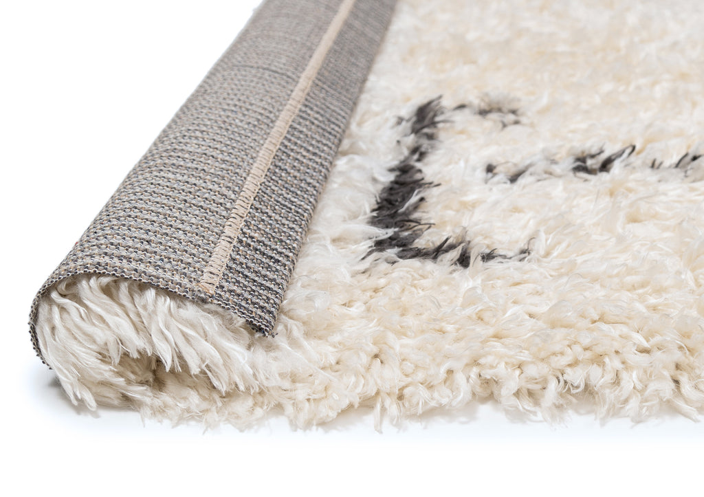 Tabitha Cream & Black Tribal Shag Rug