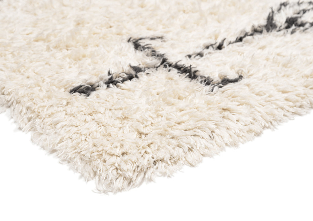 Tabitha Cream & Black Tribal Shag Rug