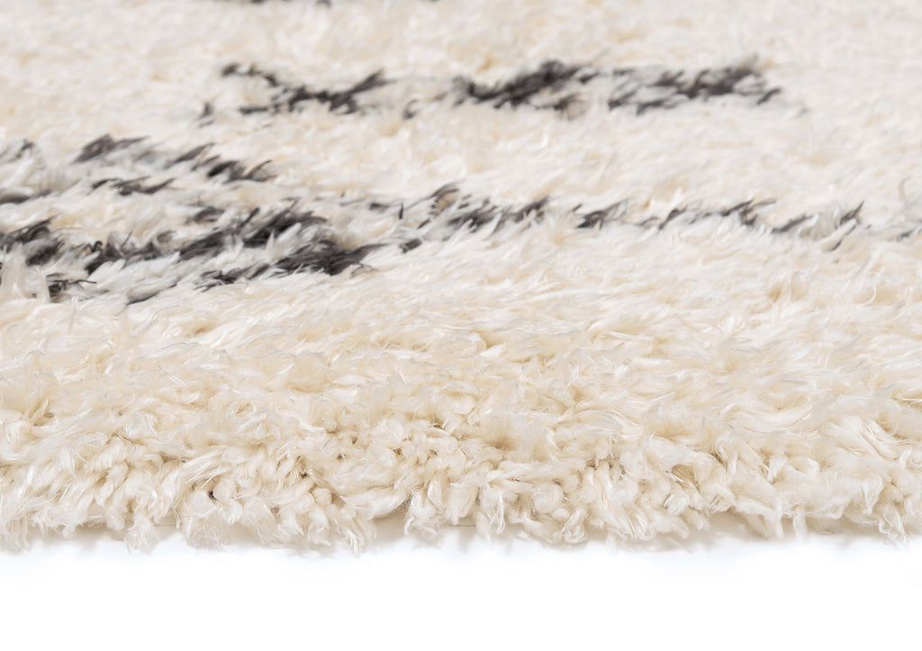Tabitha Cream & Black Tribal Shag Rug