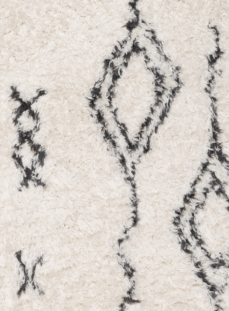 Tabitha Cream & Black Tribal Shag Rug