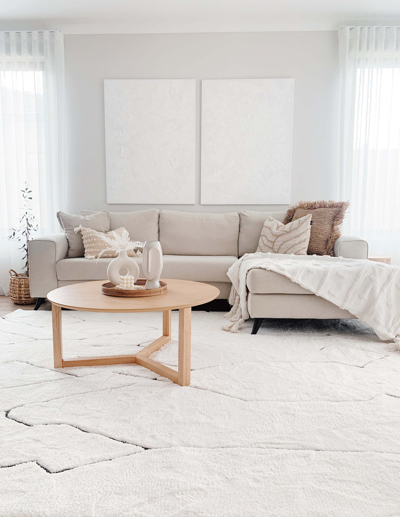 Tahlee Cream and Charcoal Grey Tribal Shag Rug