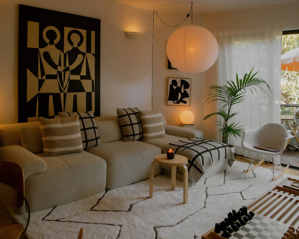 Tahlee Cream and Charcoal Grey Tribal Shag Rug