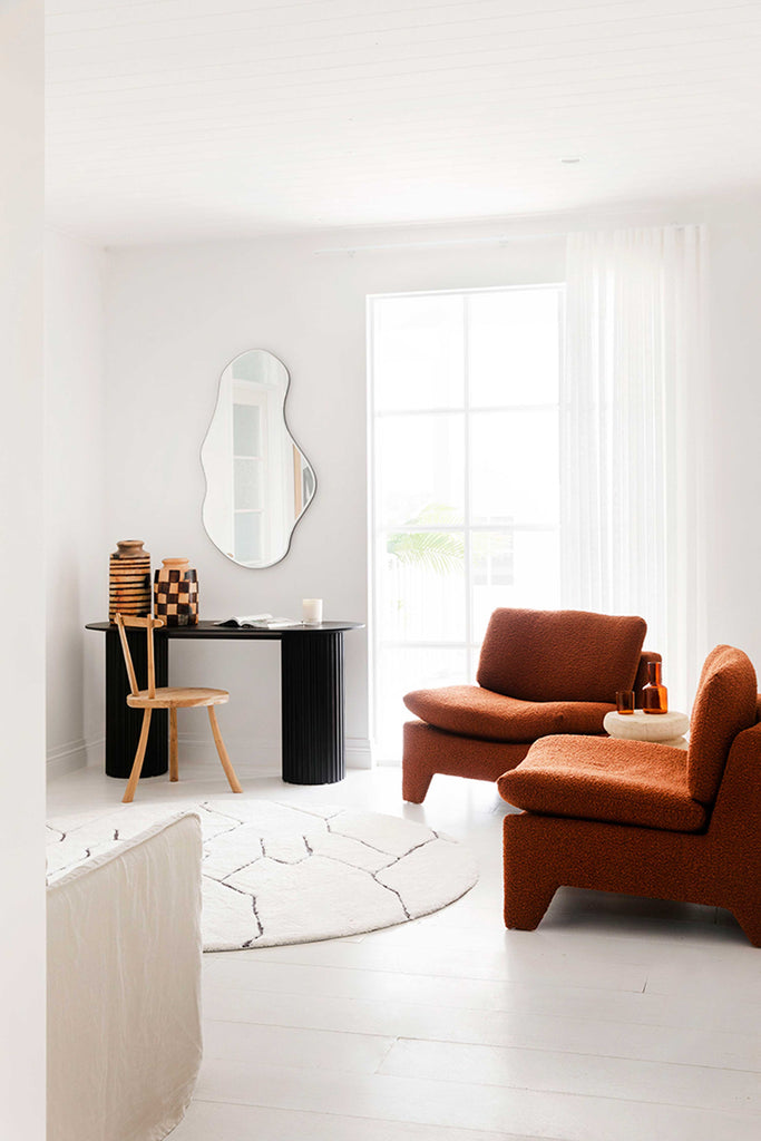 Tahlee Cream and Charcoal Grey Tribal Round Shag Rug