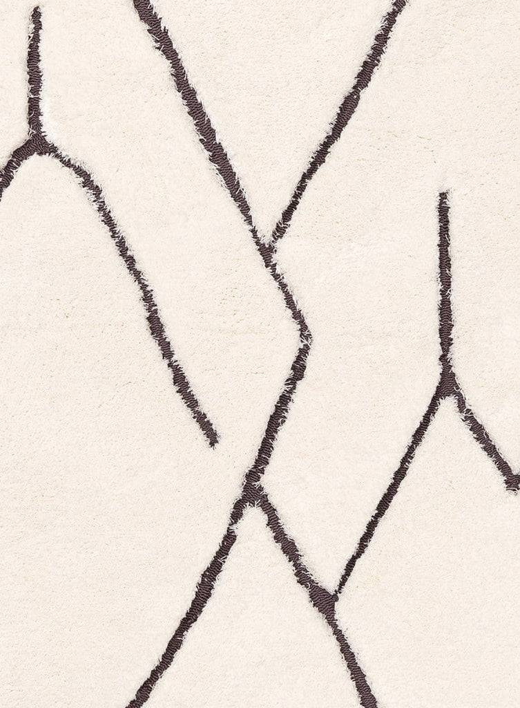 Tahlee Cream and Charcoal Grey Tribal Round Shag Rug