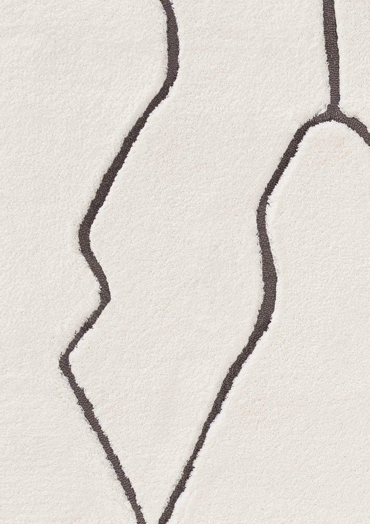 Tahlee Cream and Charcoal Grey Tribal Shag Rug