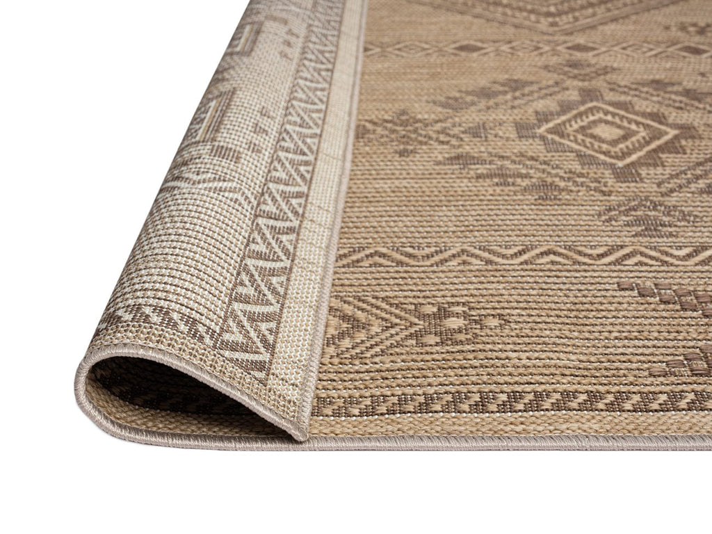 Takha Brown and Beige Tribal Flatweave Indoor Outdoor Rug
