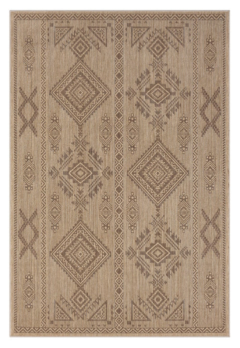 Takha Brown and Beige Tribal Flatweave Indoor Outdoor Rug