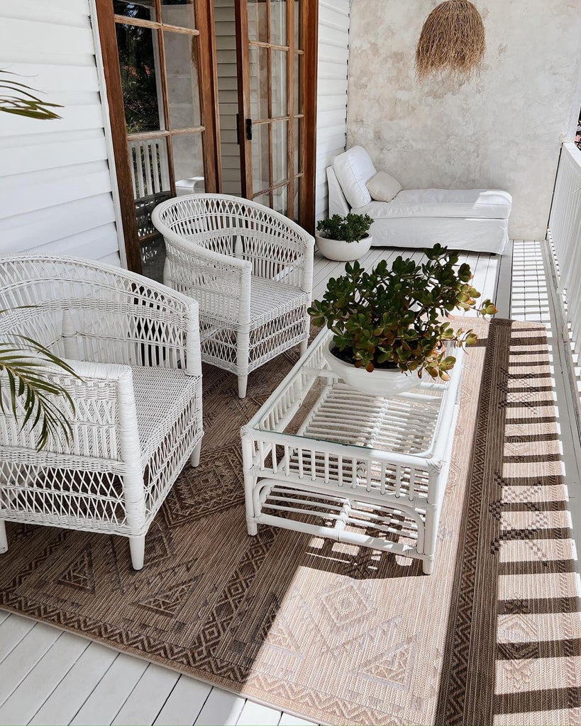 Takha Brown and Beige Tribal Flatweave Indoor Outdoor Rug