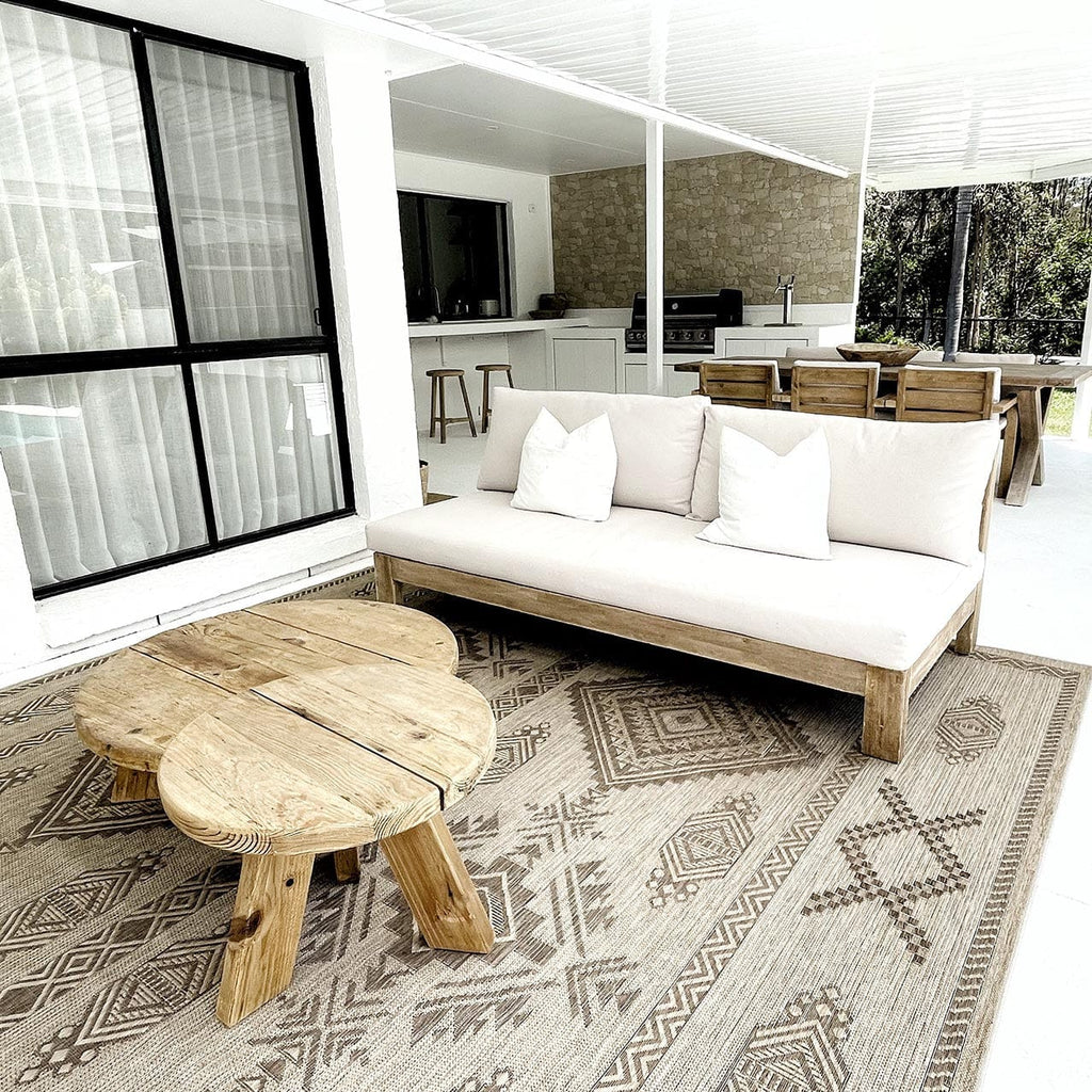 Takha Brown and Beige Tribal Flatweave Indoor Outdoor Rug