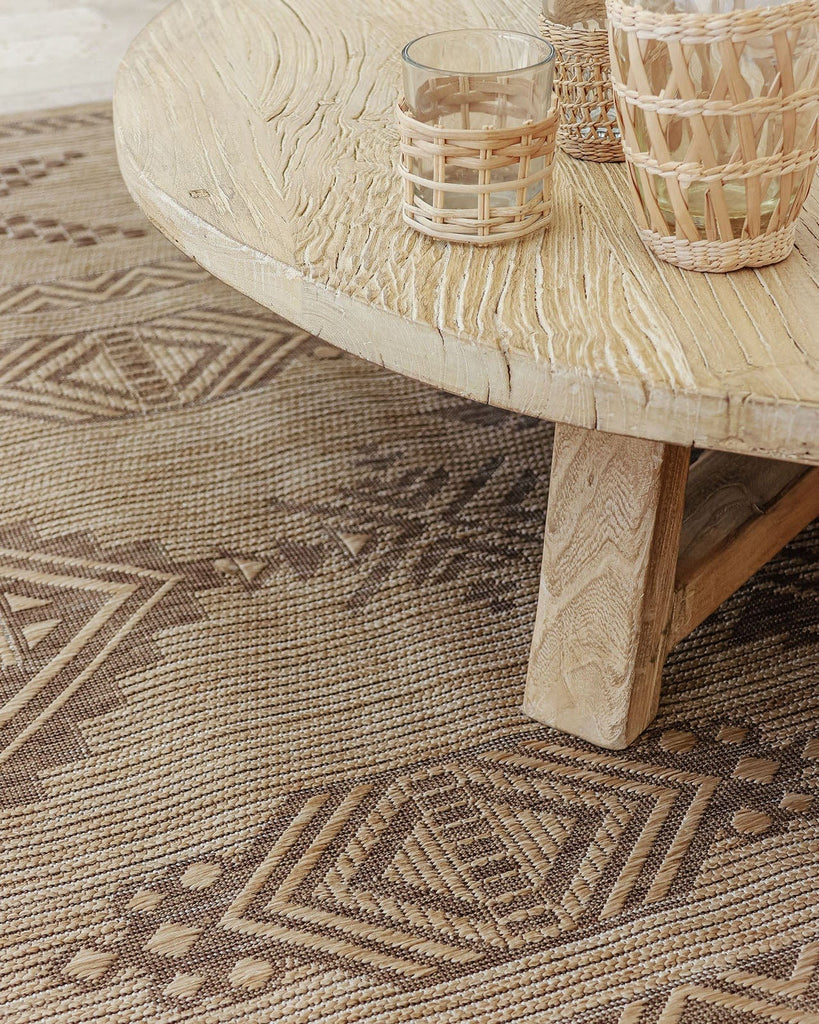 Takha Brown and Beige Tribal Flatweave Indoor Outdoor Rug