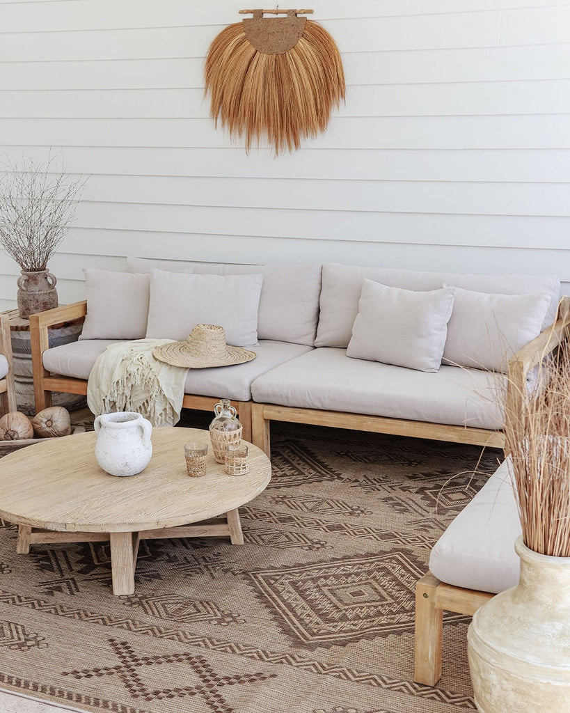 Takha Brown and Beige Tribal Flatweave Indoor Outdoor Rug