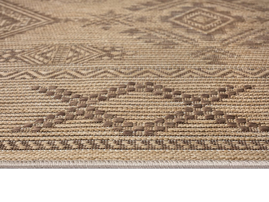 Takha Brown and Beige Tribal Flatweave Indoor Outdoor Rug