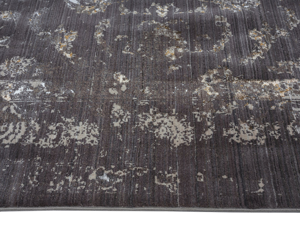 Tamara Dark Grey And Cream Floral Transitional Rug