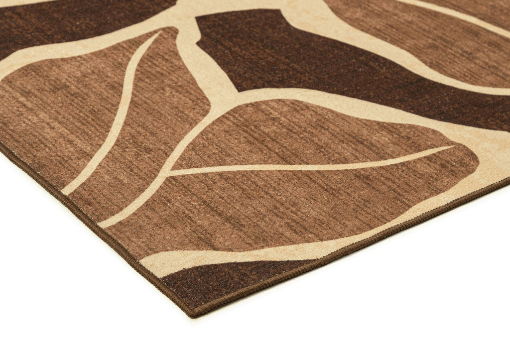 Tamika Brown and Rust Botanical Washable Rug