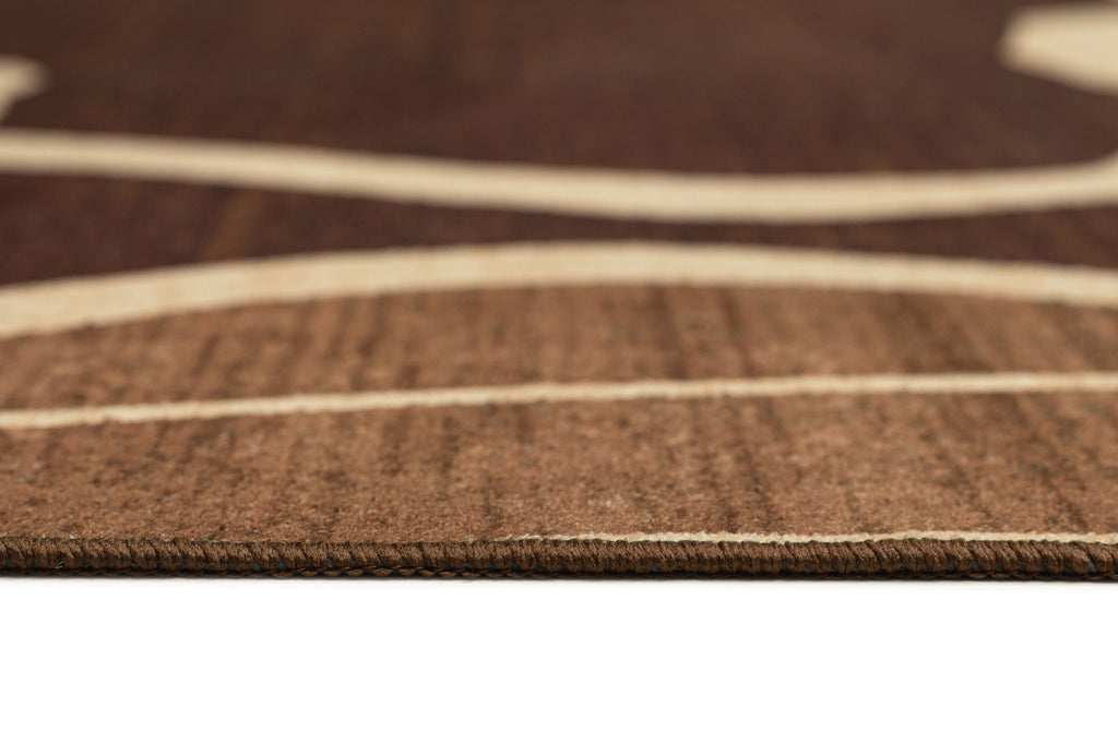 Tamika Brown and Rust Botanical Washable Rug