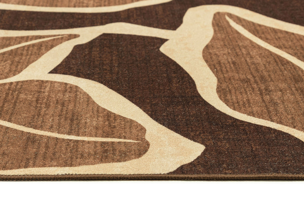 Tamika Brown and Rust Botanical Washable Rug