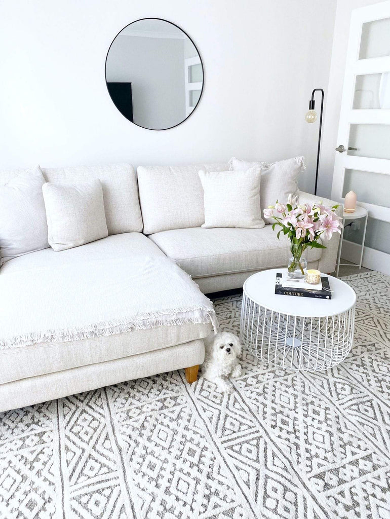 Tatiana Ivory and Grey Textured Tribal Rug