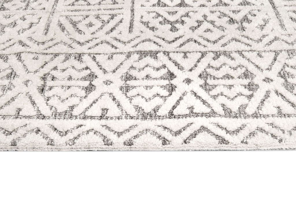 Tatiana Ivory and Grey Textured Tribal Rug