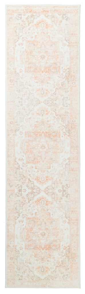 Theodora Orange and Beige Distressed Washable Runner Rug