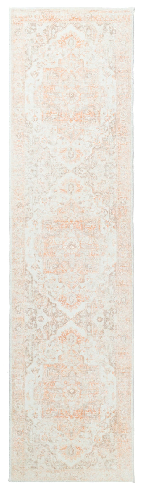 Theodora Orange and Beige Distressed Washable Runner Rug