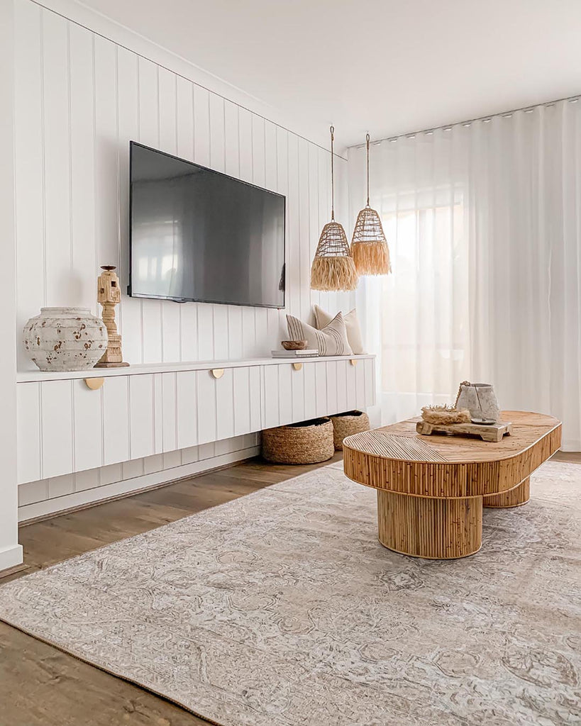 Tinka Beige and Grey Traditional Distressed Washable Rug