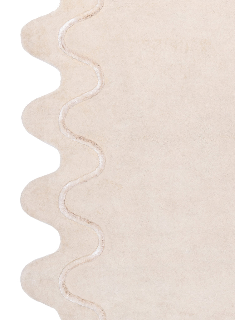 Tippy Cream Scalloped Handmade Wool Rug