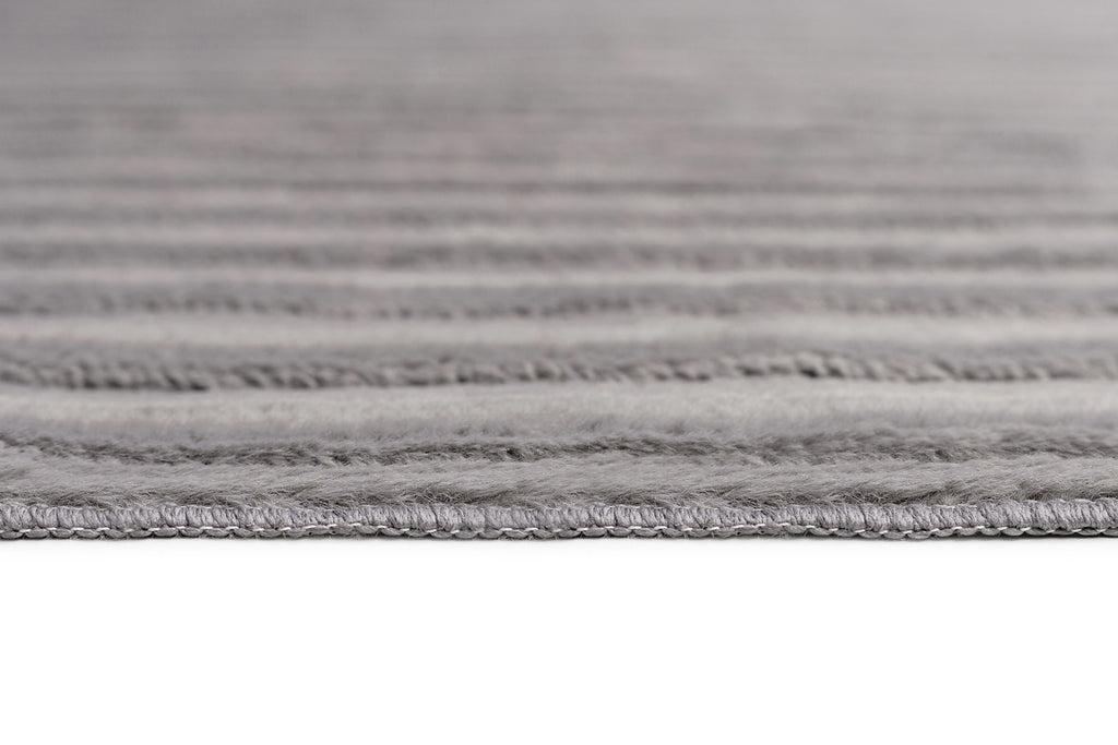 Tonca Grey Striped Washable Faux Fur Rug