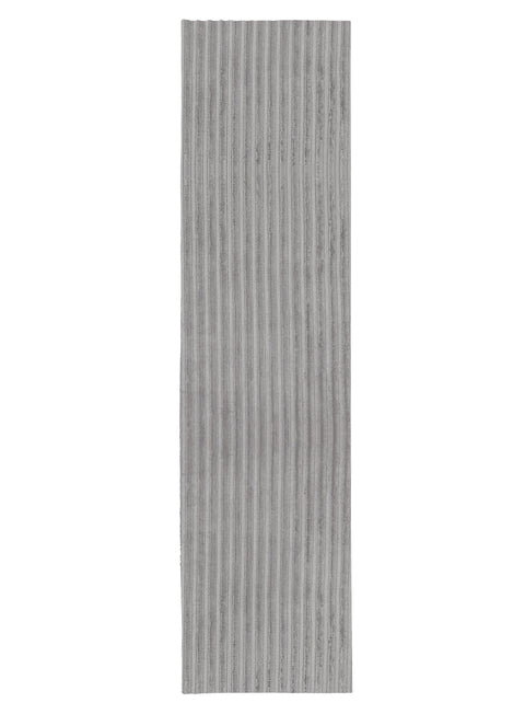 Tonca Grey Striped Washable Faux Fur Runner Rug