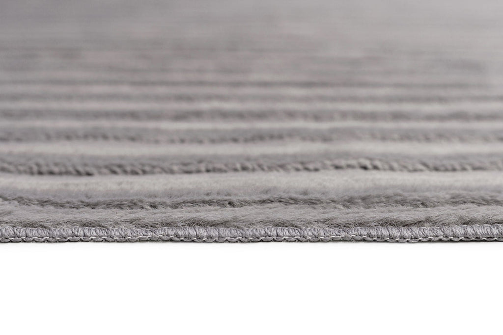 Tonca Grey Striped Washable Faux Fur Runner Rug