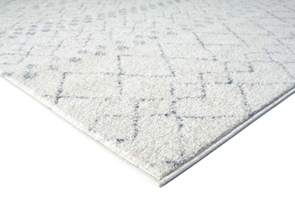 Toni Ivory and Grey Tribal Diamond Rug