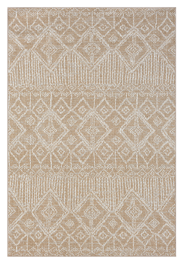 Ullah Brown and Ivory Tribal Flatweave Indoor Outdoor Rug