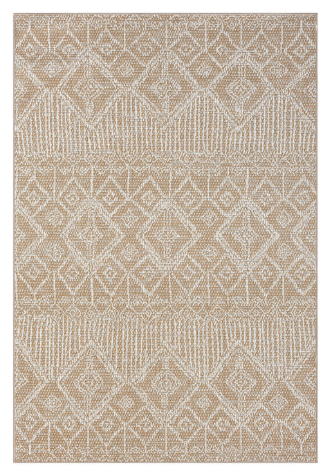 Ullah Brown and Ivory Tribal Flatweave Indoor Outdoor Rug