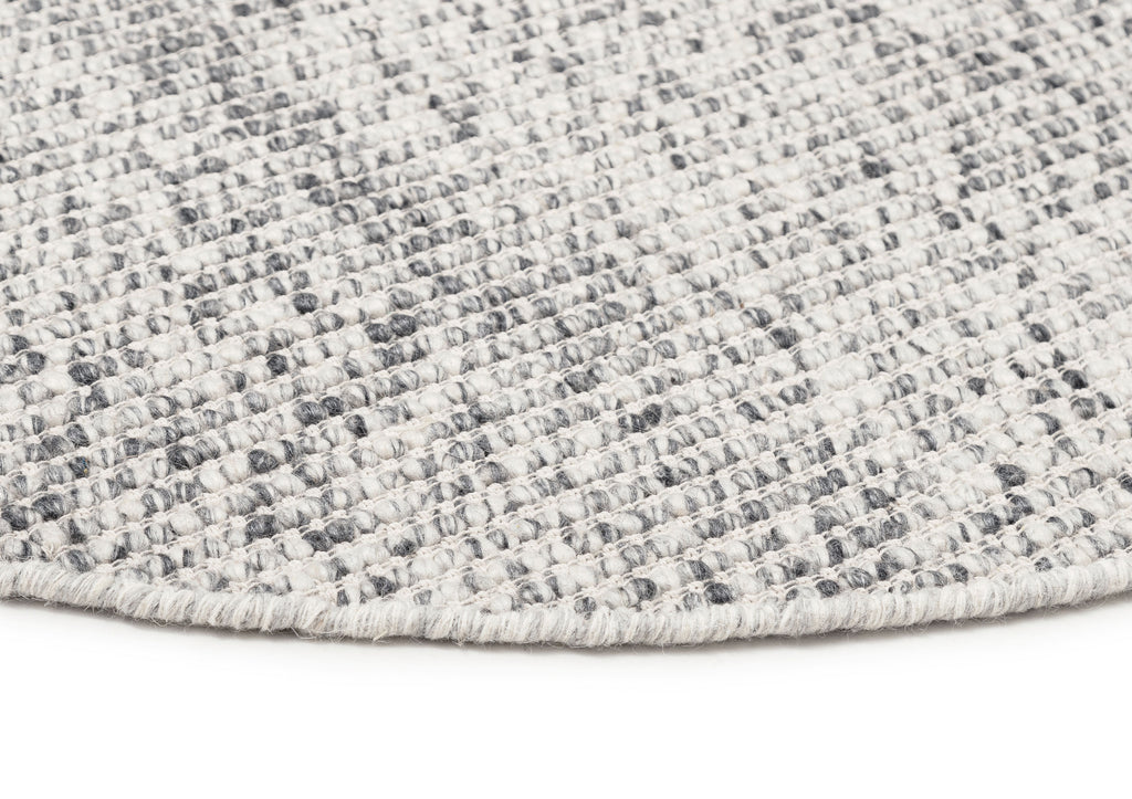 Vaasa Marbled Grey Chunky Wool Round Rug