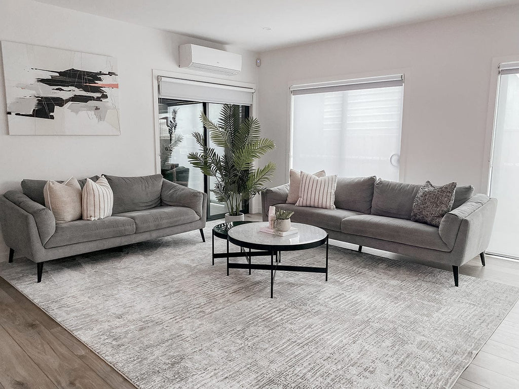 Valerie Ivory and Grey Distressed Tribal Rug