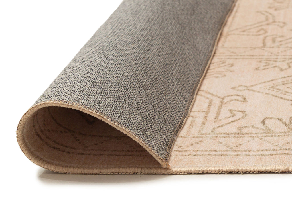 Valetta Beige Medallion Washable Rug