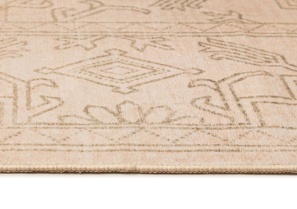 Valetta Beige Medallion Washable Rug