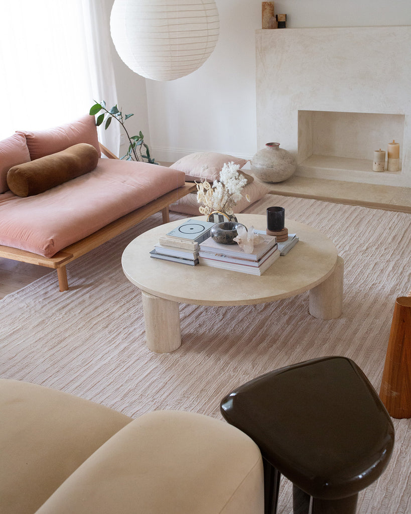 Veluz Cream Striped Washable Faux Fur Rug