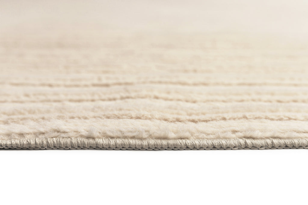 Veluz Cream Striped Washable Faux Fur Rug