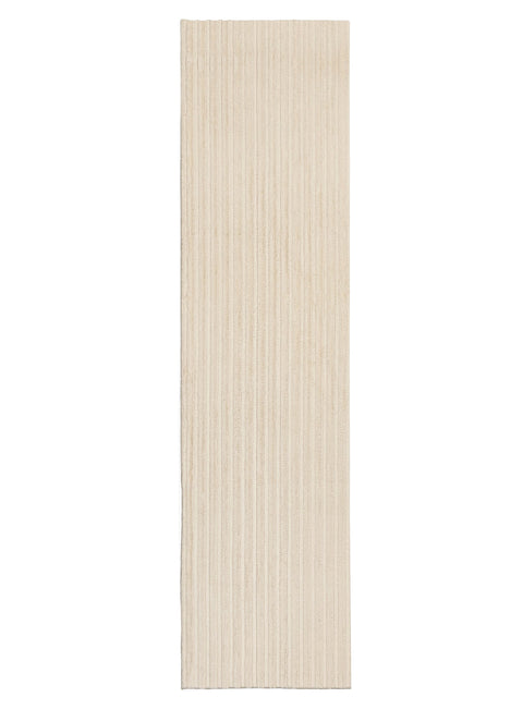 Veluz Cream Striped Washable Faux Fur Runner Rug