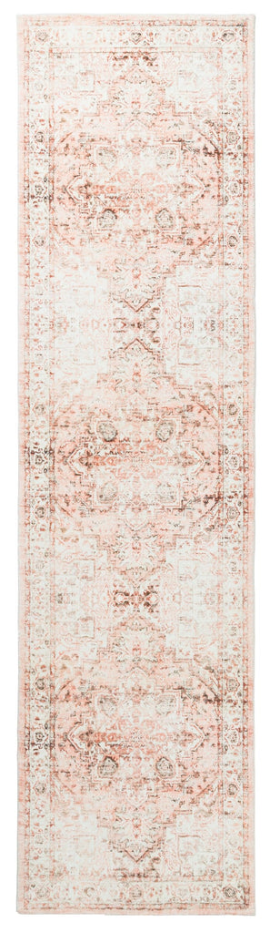 Veronique Peach and Brown Distressed Washable Runner Rug