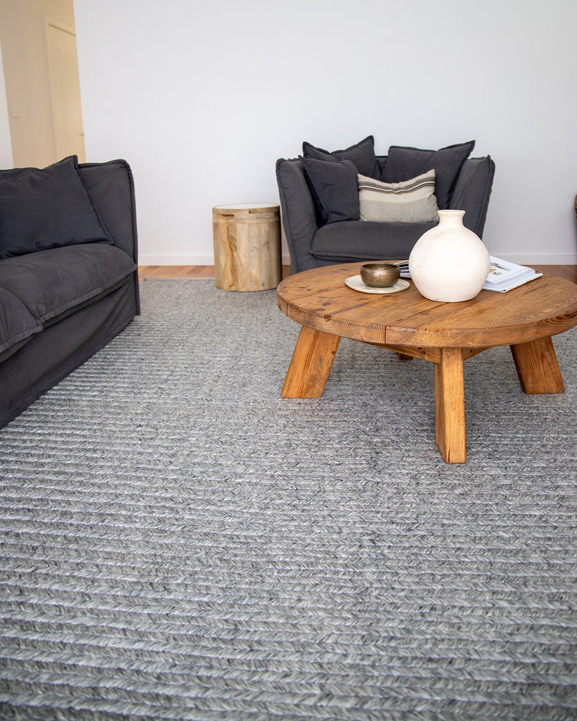 Vica Cream and Grey Braided Rug